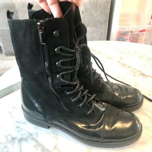 Black Suede & Patent Leather Boots sz 39